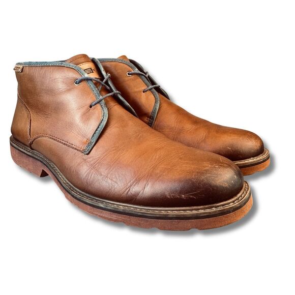 Pikolinos Men’s Chukka Boots Size 46 EU 12.5 13 Leather Ankle Brown Casual Dress - Picture 1 of 13